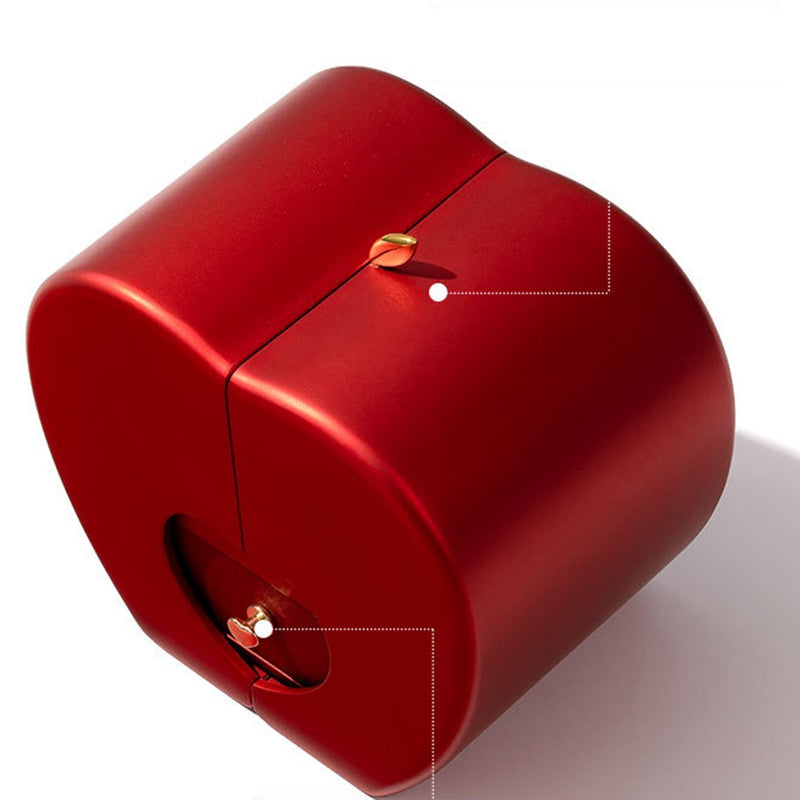 Close-up of the closed red apple gift box