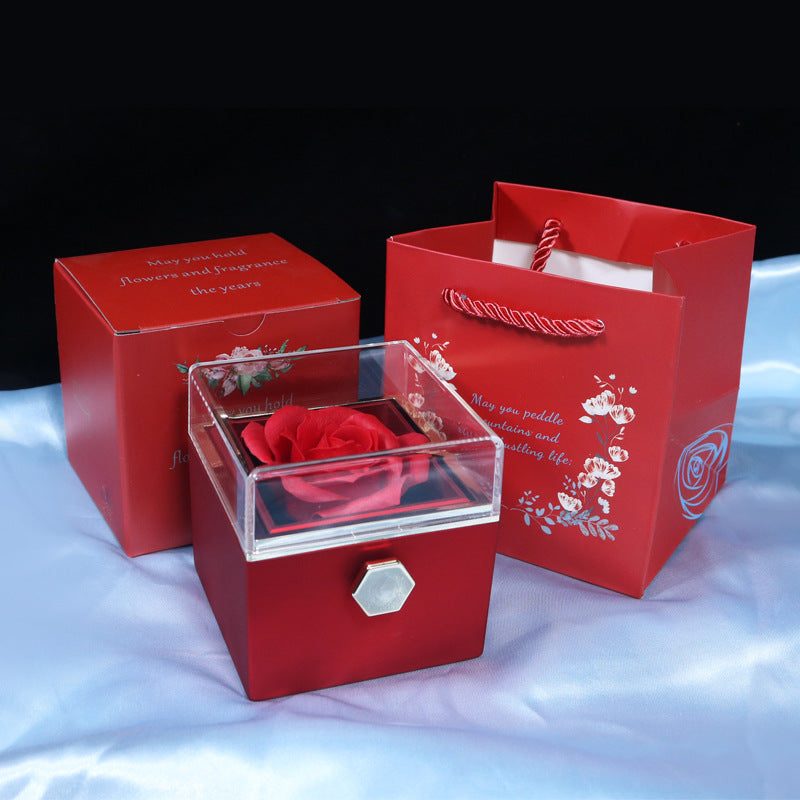 Red soap rose gift box with its gift bag