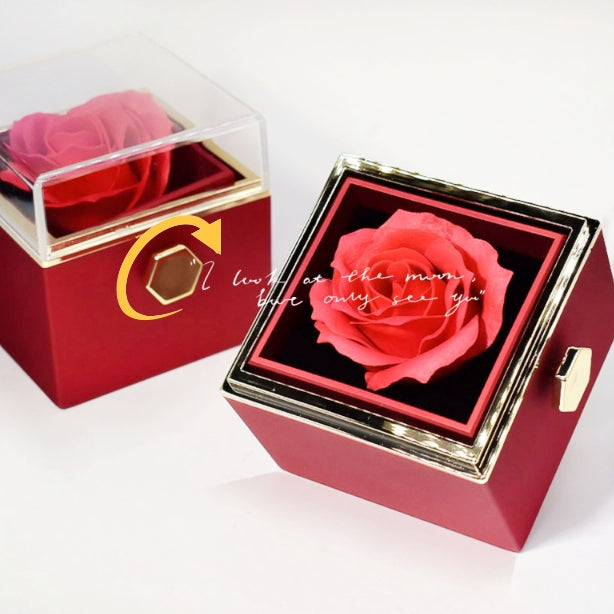 Rose box top swiveling to open the drawer