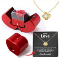 Gold-tone necklace on a To my Love message card with the apple rose box